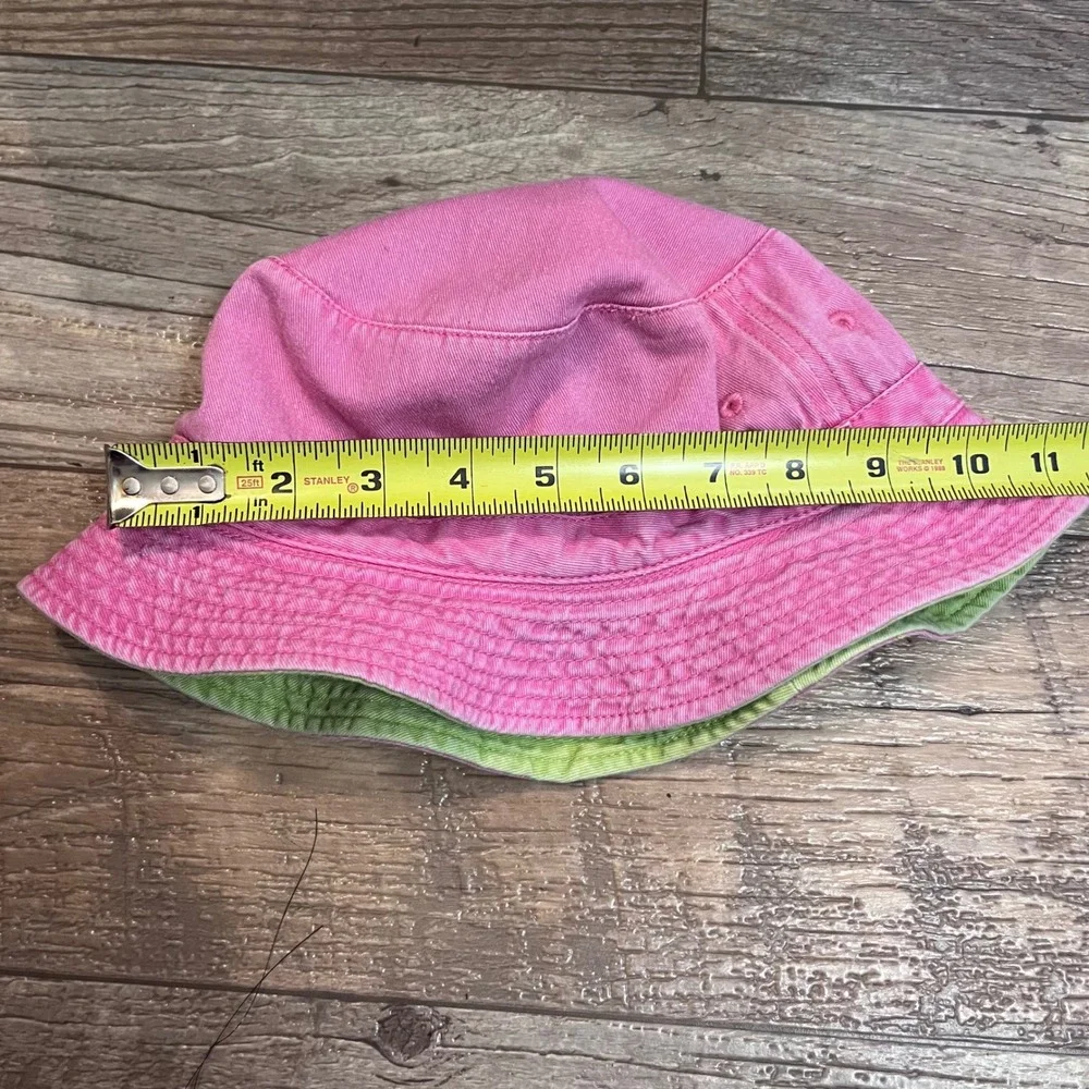 Hanna Andersson Kids Reversible Bucket Hat Pink Lime Green 100% Cotton OS